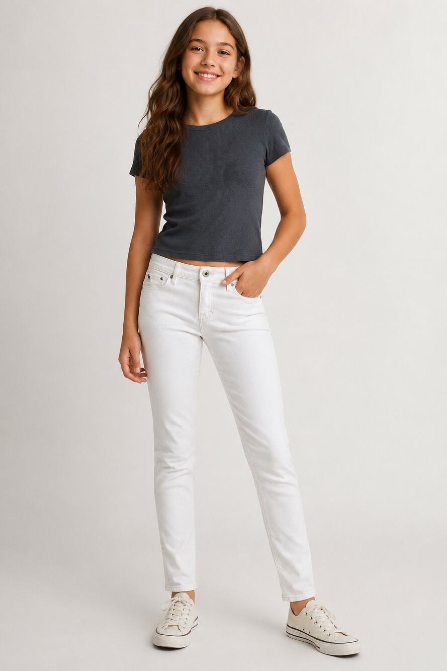 Abercrombie Kids Landon White Skinny Jeans Girls Size 14 Slim Stretch